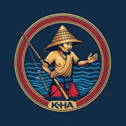 Prompt: "Design a sleek, modern, and fierce logo for a fisherman named 'SK Pha Dang,' incorporating elements of Lao culture. The logo should be minimalist but powerful, featuring a stylized fisherman in a dynamic pose, possibly casting a fishing rod. Integrate traditional Lao patterns, such as khit or sinh motifs, subtly into the design to reflect cultural heritage. The name 'SK Pha Dang' should be displayed in bold, sharp typography, with a font that balances modernity and a connection to Lao tradition. Use a dark color palette with accents of electric blue or bright red for a modern edge, and add touches of gold or saffron to emphasize the cultural elements. The overall design should convey strength, precision, and a deep connection to both the fishing profession and Lao culture."