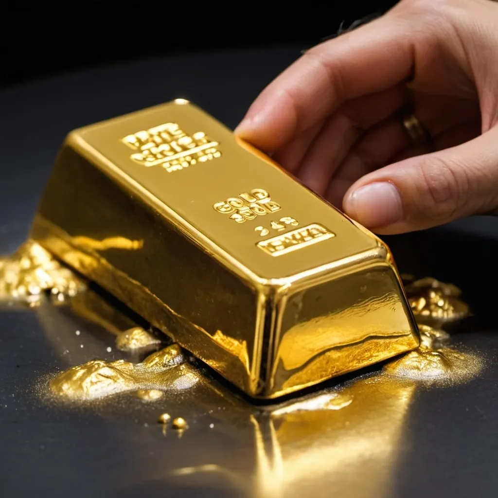 Prompt: Gold bar meltdown  to create gold jewellery 24k pure gold then use 3d printing  mechine 