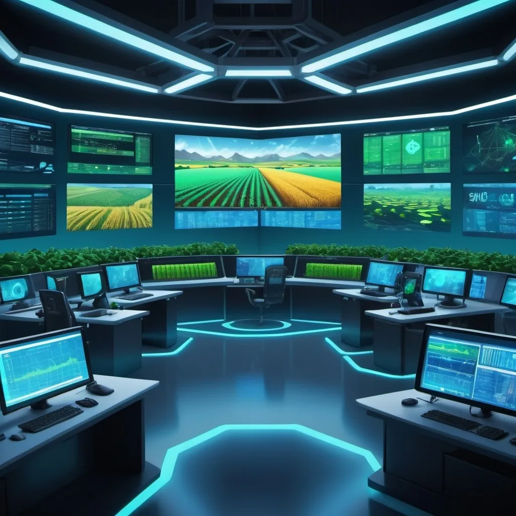 Prompt: Crypto farming  in dightal  version for tv channel broadcast  centre