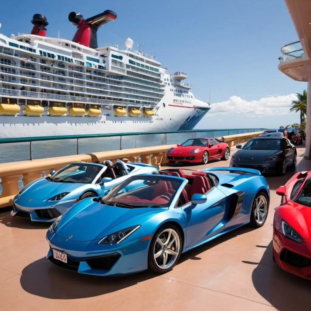 Prompt: 
sports cars on a cruise