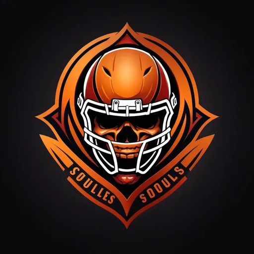 Prompt: (logo design) The Soulless One, fantasy American football emblem, (vibrant and dynamic colors) ginger tones with deep shadows, (bold and striking typography) featuring aggressive elements to symbolize strength and ferocity, (modern and sleek design) distinctive and memorable appearance, highly detailed, (HD quality) emphasizes athleticism and competition, capturing the essence of intense sports excitement.