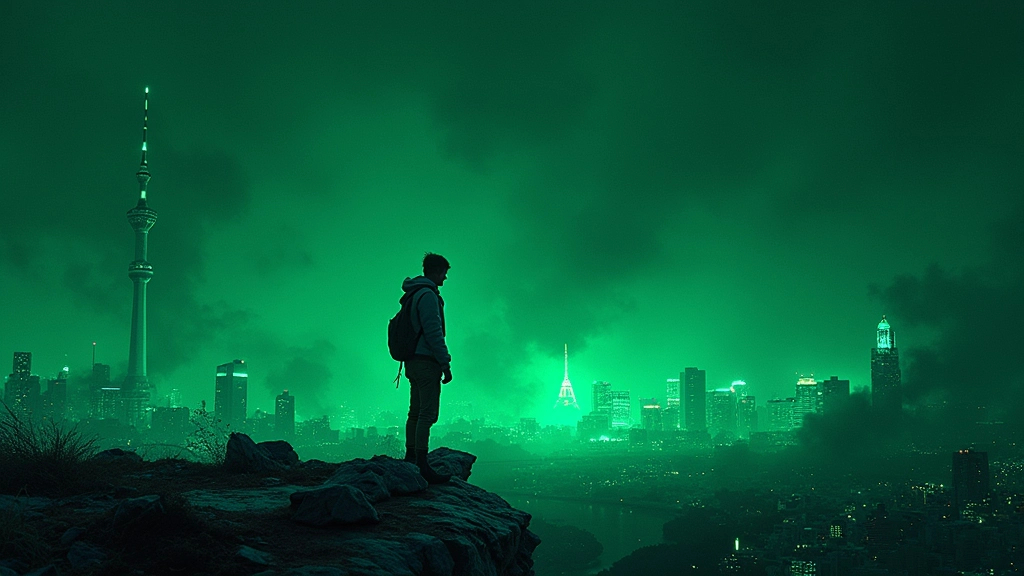 Prompt: profile cover banner for comic book illustrator, neon lights, dark green shades, ink splashes