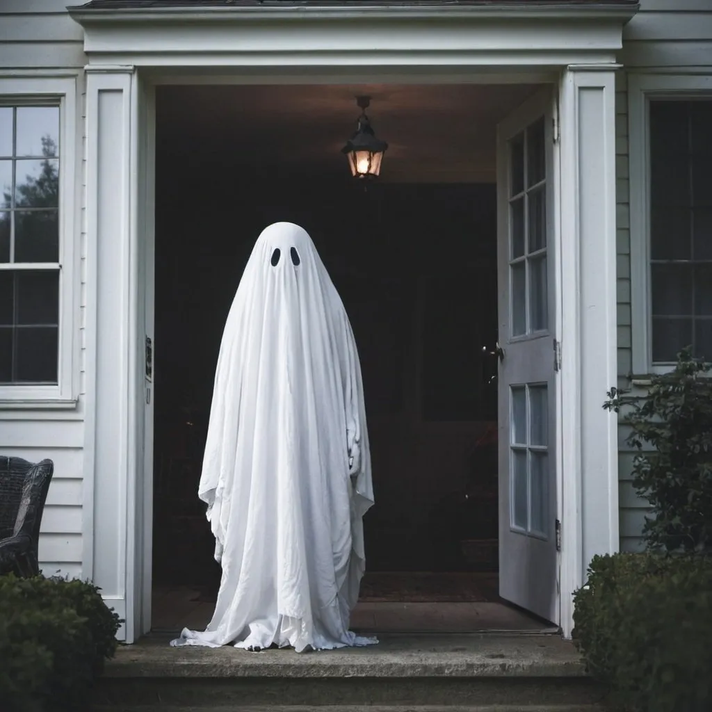 Prompt: ghost at the house