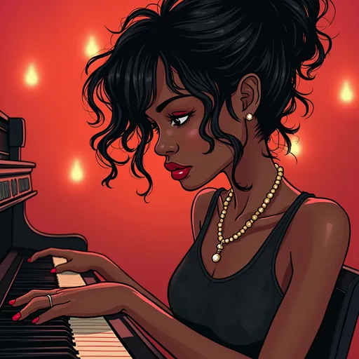 Prompt: Create an album art. The name of the Song is ,' Ri Ri'.  Inspired by Rihanna's song Unfaithful. Give it hip-hop Vibe. Add piano 
