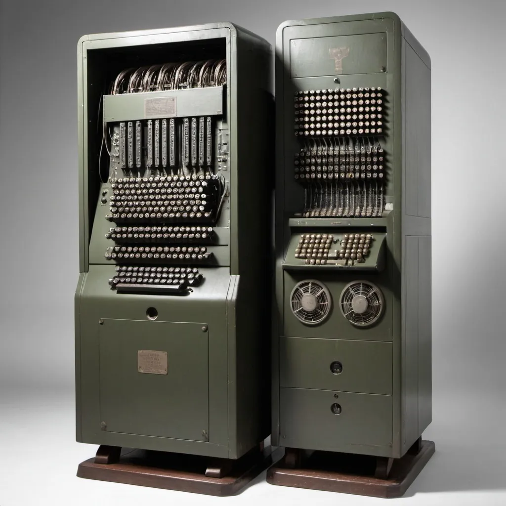 Prompt: 1940s british Colossus computer front view