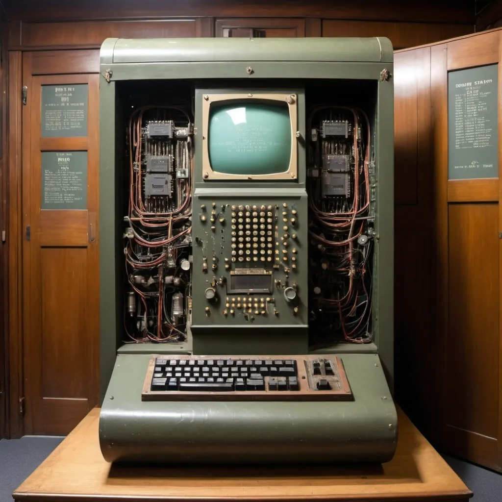 Prompt: 1940s british Colossus computer front