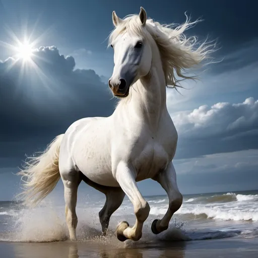 Prompt: SKY, WAVE, STAR, DIRTY HURT WHITE HORSE, BRAVE, HEART, RUNNING, LIFE, 