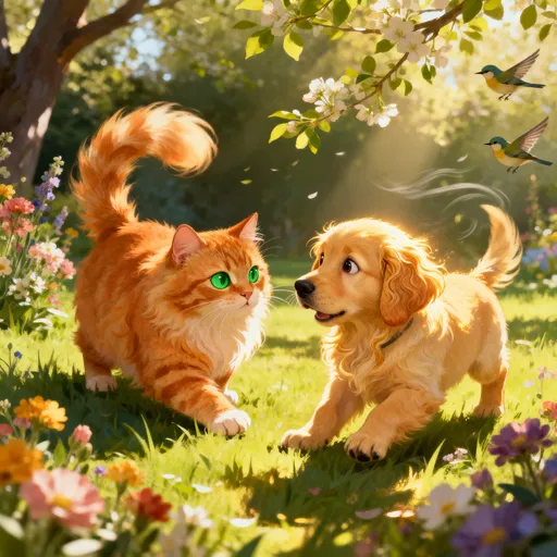 Prompt: a cat playing with a dog