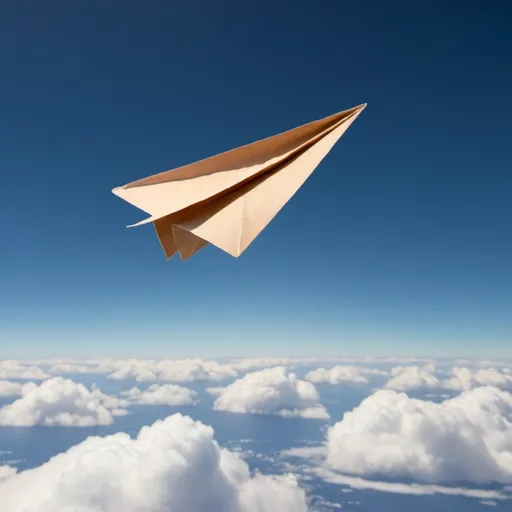 Prompt: A paper airplane high in the sky