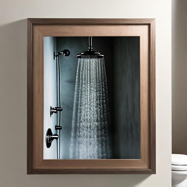 Prompt: A picture of a framed picture of a shower