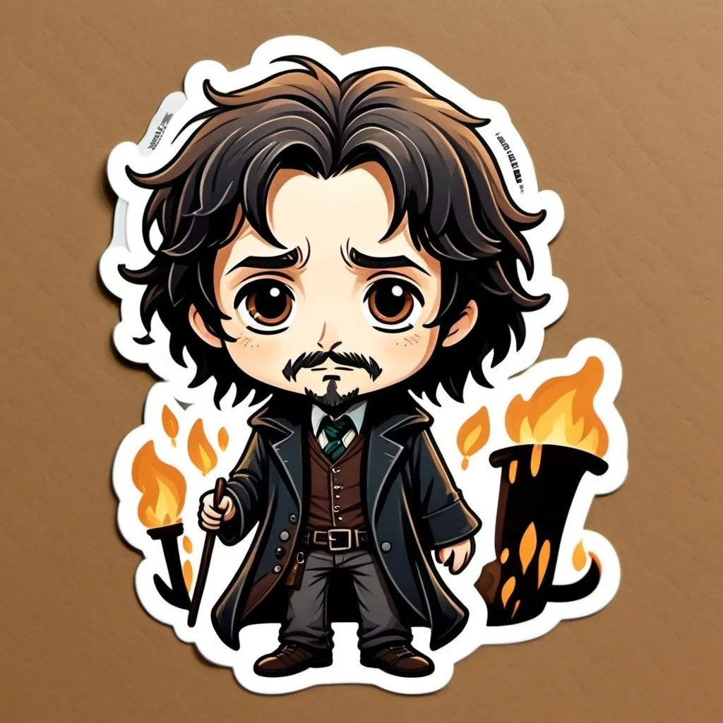 Prompt: fantasy character art, illustration, warm tone, Sirius black from Harry Potter cartoony chibi style 

