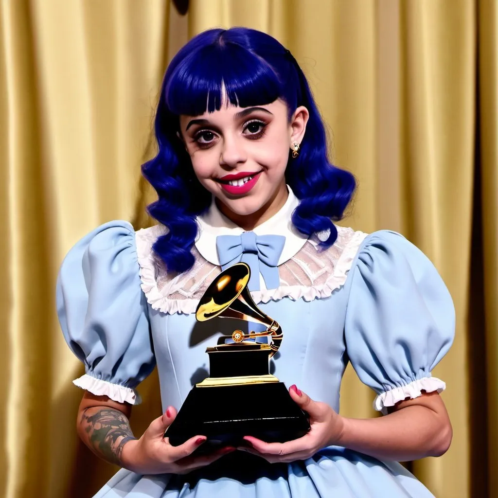 Prompt: Melanie Martinez   Holding grammy 


