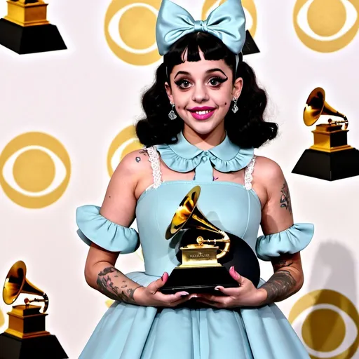 Prompt: Melanie Martinez   Holding grammy 


