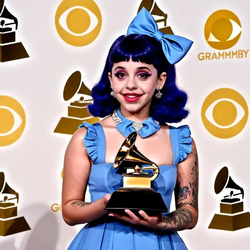 Prompt: Melanie Martinez   Holding grammy 


