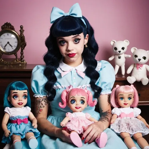 Prompt: Melanie Martinez   With dolls 


