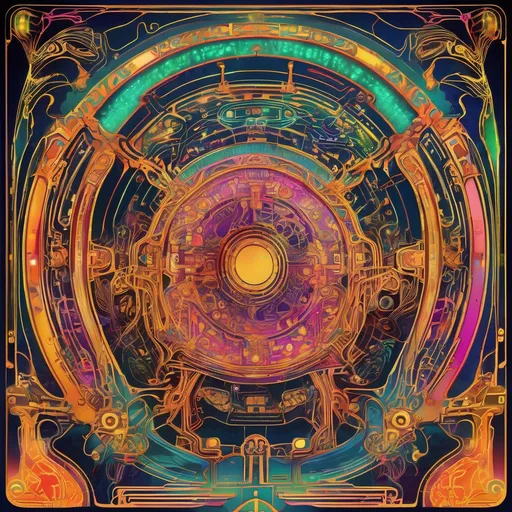 Prompt: psychedelic art nouveau circuit