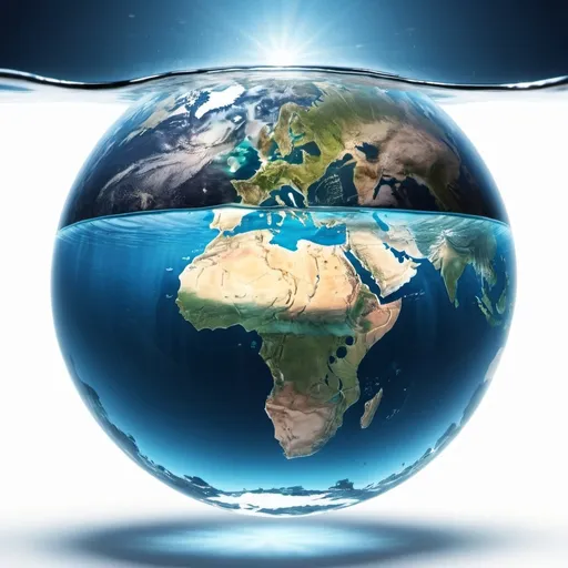 Prompt: Earth Half under water transparent
