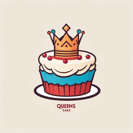 Prompt: flat Logo with the name: Queens Cake
