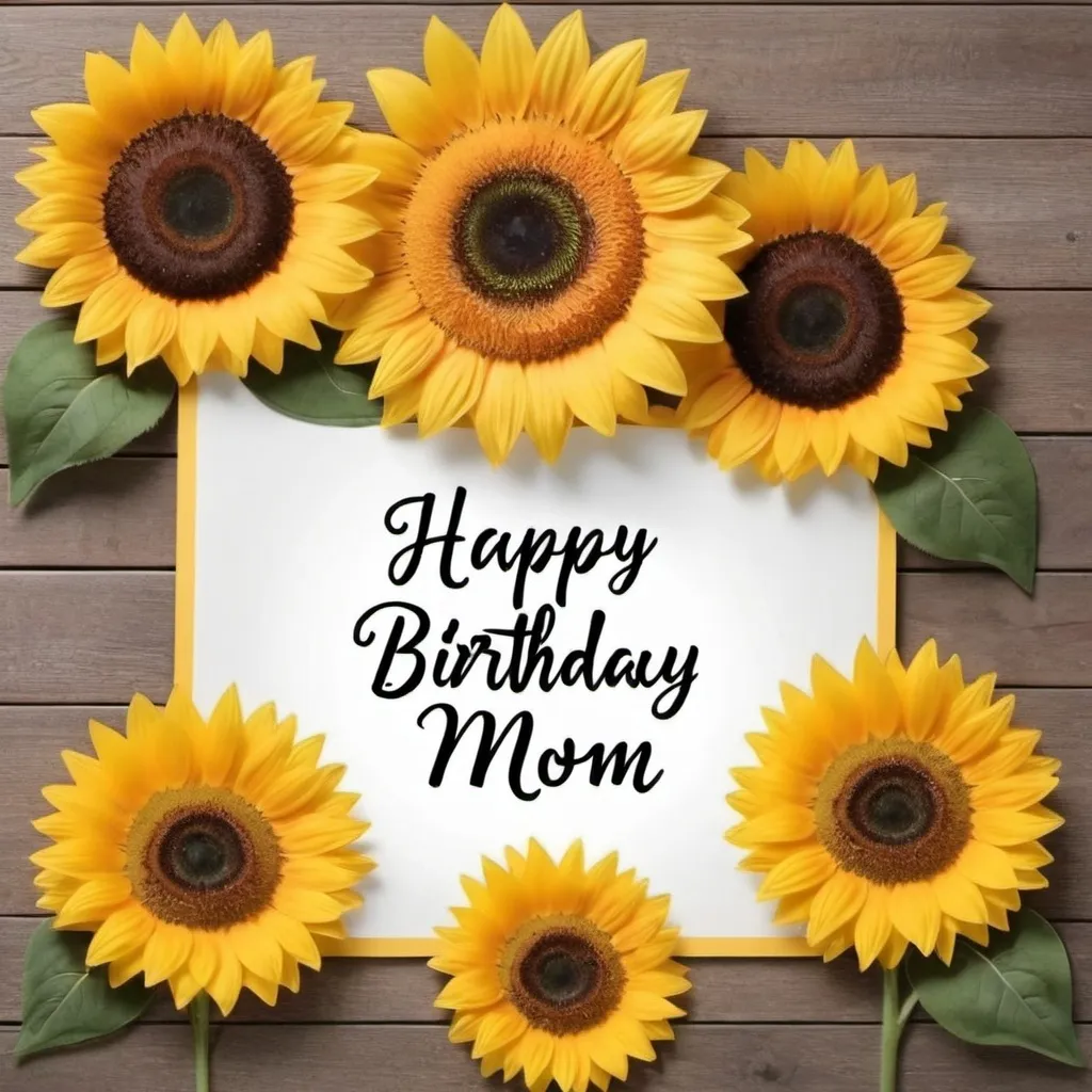 Prompt: Happy Birthday Mom banner with sunflowers

