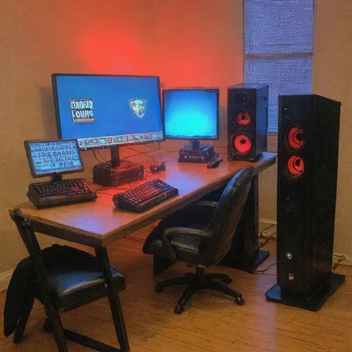 Prompt: awsome looking gaming computer set up