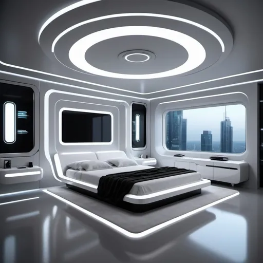 Prompt: futuristic bed. color palette is white

