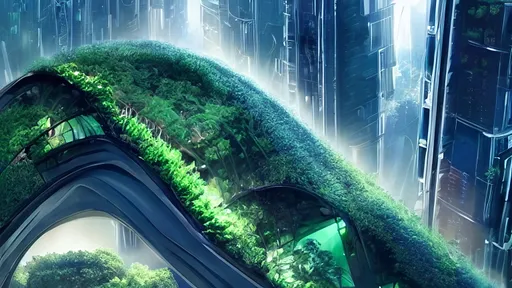 Prompt: a futuristic city that combines tech and nature