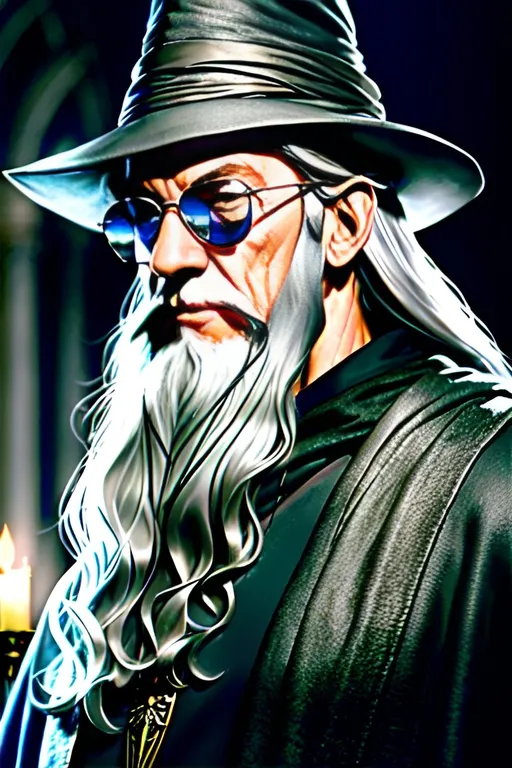 Prompt: {heavily muscular Gandalf} Sir Ian McKellen, standing, wearing dark grey robes and {large dark sunglasses}, straight nose, broad shoulders, very thick arms, high cheekbones, muted lighting, looking up and facing camera, perfect composition, hyperrealistic, 8k, high quality, sharp focus, studio photo, intricate details, highly detailed,  highly detailed, vibrant, production cinematic character render, ultra high quality model, artstation, hd, octane render, Portrait,