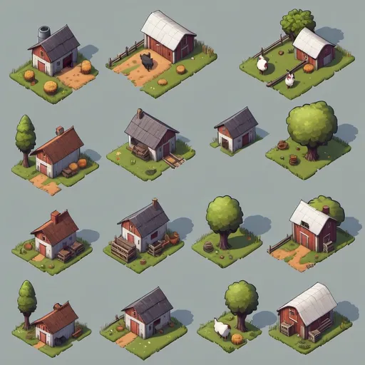 Prompt: A top-down map of a farm, 2d, highly details, 8k tileset, grass