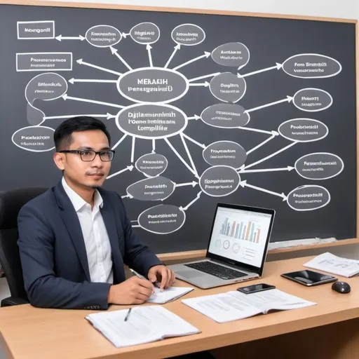 Prompt: Buatlah sebuah mindmap atau diagram alur yang profesional dan menarik secara visual yang menggambarkan komponen kunci dari strategi pemasaran digital yang ditujukan untuk pasar yang berbeda. Visualisasi tersebut harus mencakup:

Riset Pasar: Menganalisis demografi, perilaku, dan preferensi pasar baru.
Analisis Kompetitor: Mengidentifikasi dan menilai kompetitor di pasar baru.
Saluran Pemasaran Digital: Memilih saluran digital yang sesuai (media sosial, email marketing, SEO, PPC, dll.) untuk menjangkau pasar baru.
Strategi Konten: Mengembangkan strategi konten yang disesuaikan dengan audiens target.
Lokalisasi: Menyesuaikan materi pemasaran dan pesan agar sesuai dengan konteks budaya dan bahasa pasar baru.
Rencana Implementasi: Menyusun langkah-langkah dan timeline untuk melaksanakan strategi pemasaran digital.
Monitoring dan Analitik: Menetapkan KPI dan menggunakan alat analitik untuk melacak kinerja dan efektivitas strategi.
Peningkatan Berkelanjutan: Strategi untuk optimalisasi dan penyesuaian berkelanjutan berdasarkan umpan balik dan data.

Style:
Desain modern dan bersih.
Gunakan skema warna yang profesional namun menarik.
Sertakan ikon atau ilustrasi untuk mewakili setiap komponen agar menarik secara visual.


Catatan: 
Sertakan anotasi teks pendek dan deskriptif untuk setiap komponen guna menjelaskan pentingnya dan perannya dalam strategi.