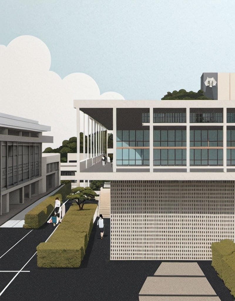 Prompt: nagoya zokei university as a flat minimalistic vector illustration

