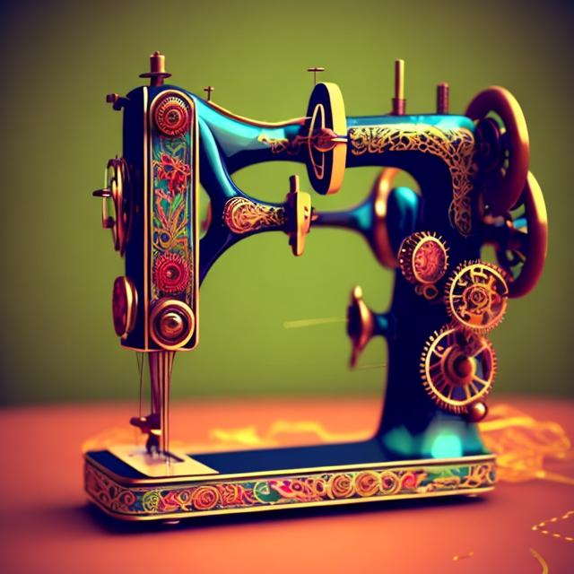 Prompt: colourful
 cute, Mexican steampunk sewing machine, 3D render