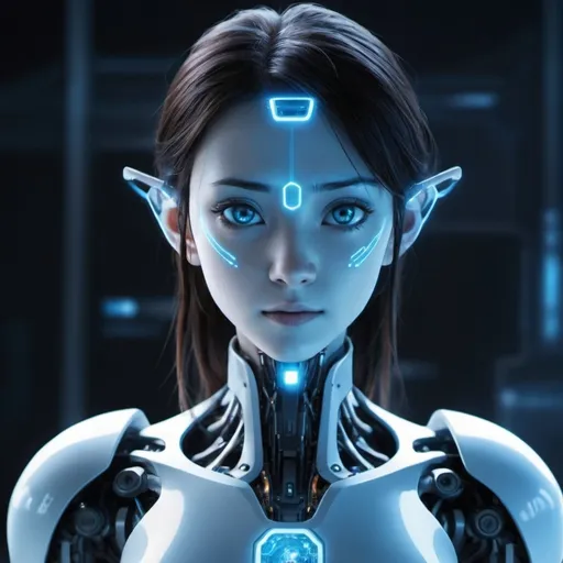 Prompt: Una avatar futurista, tecnol�gico, una mezcla entre ciencia ficcion y anime