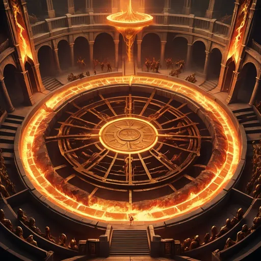 Prompt: a mortal combat arena in hell surrounded by golden opulence