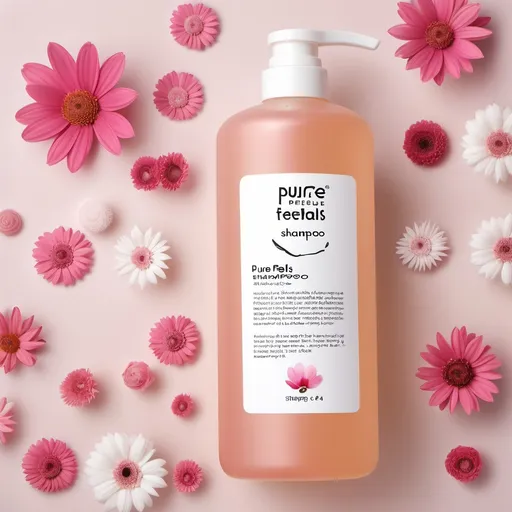 Prompt: Pure Petals shampoo label images