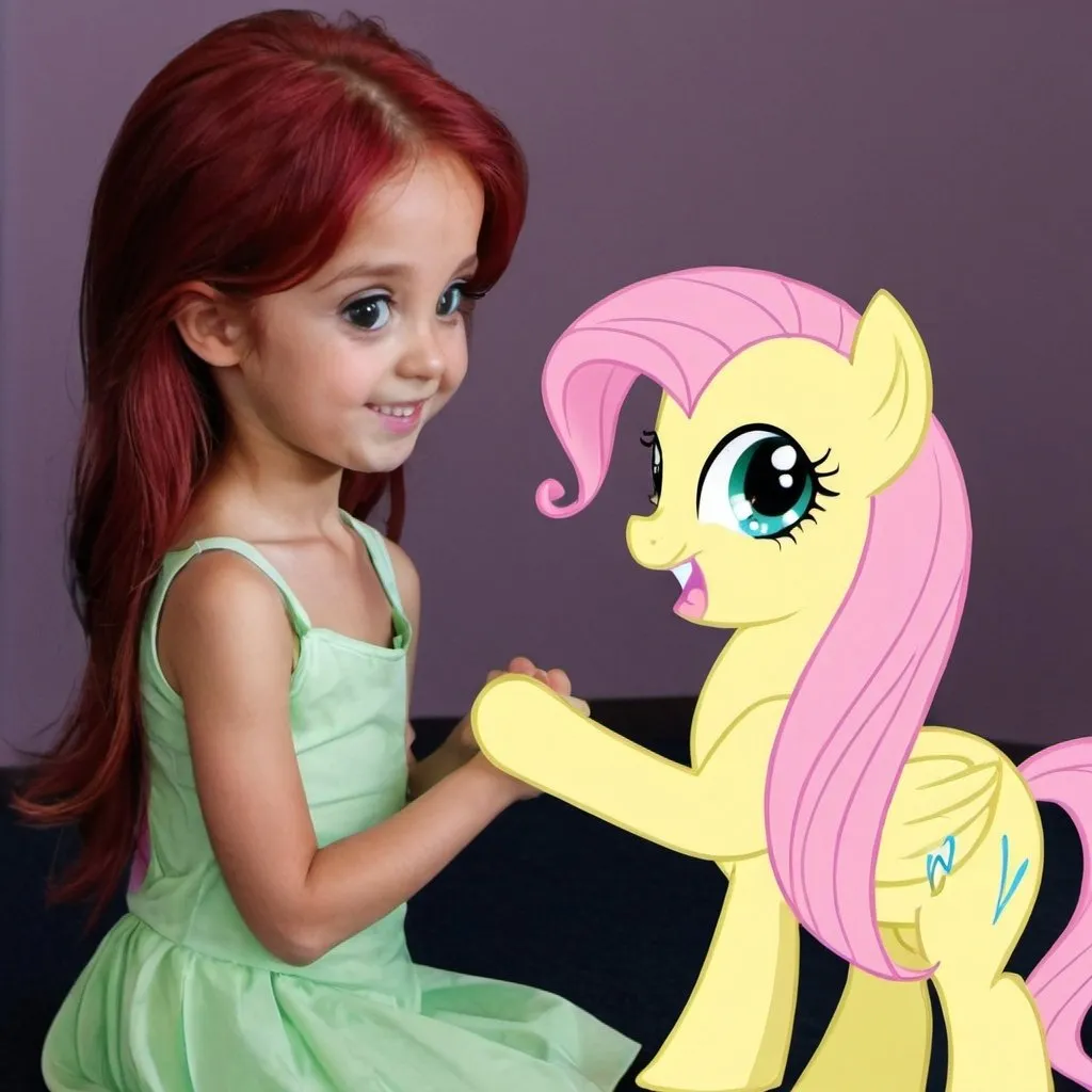 Prompt: Fluttershy Adopts a Little Girl