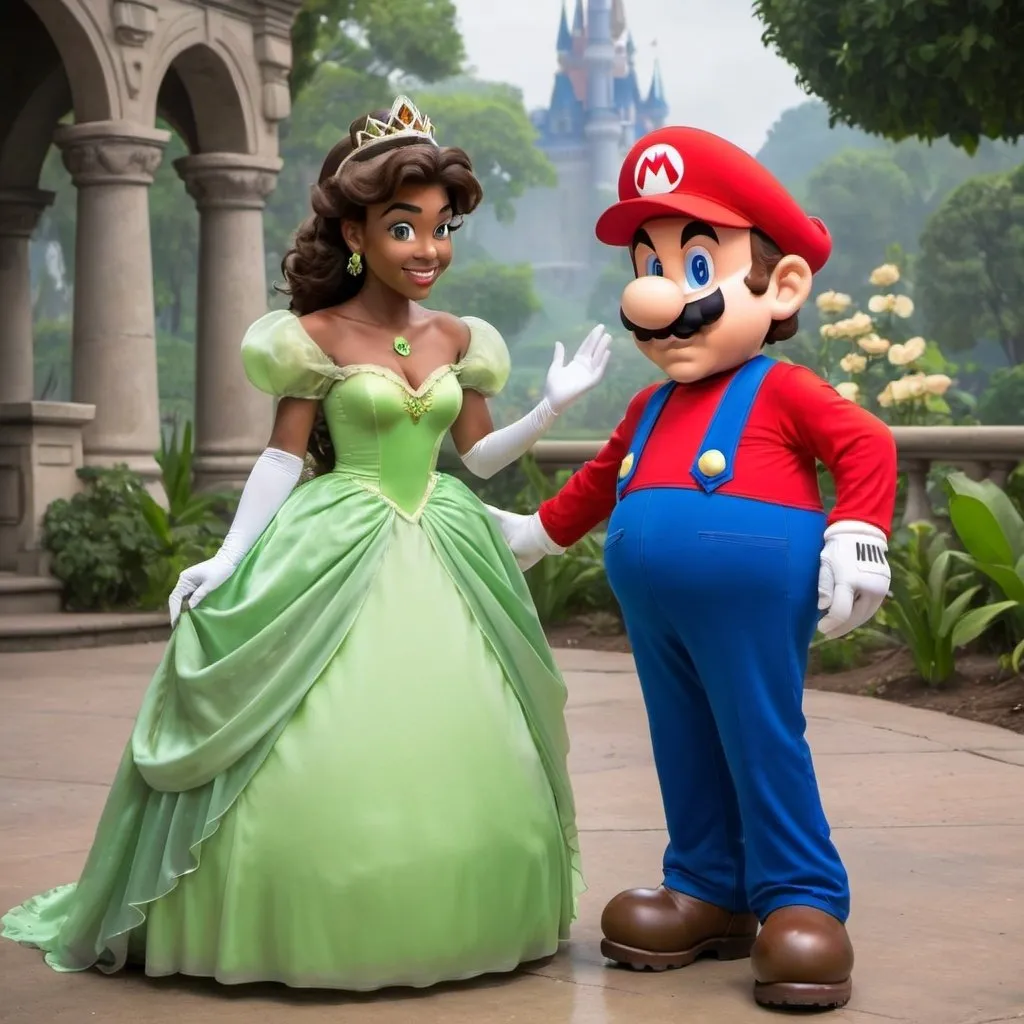 Prompt: Mario Meets Princess Tiana