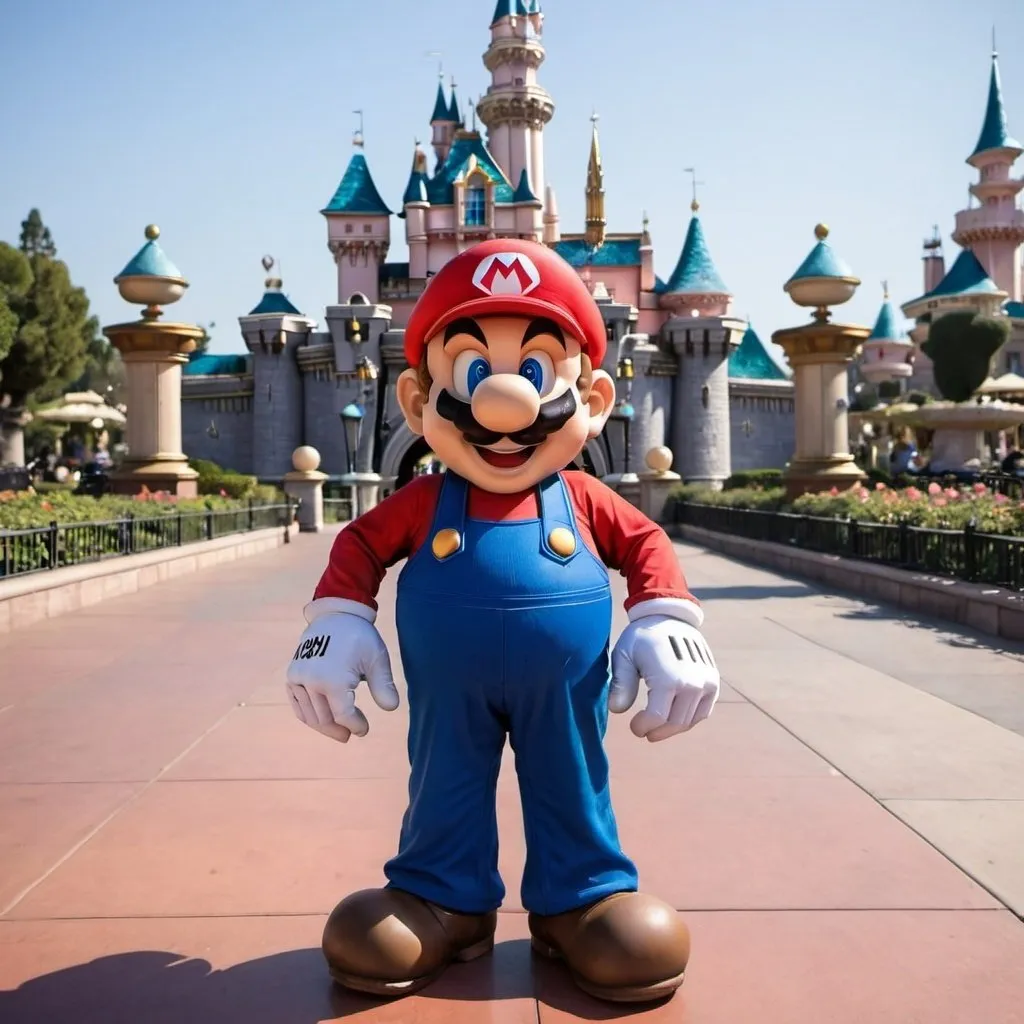 Prompt: Mario in Disneyland