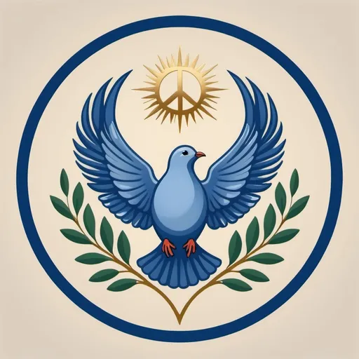 Prompt: 

Symbol: A stylized dove or olive branch, representing peace and hope.

Colors: Use vibrant and harmonious colors like blue (for trust and stability), green (for growth and integrity), and gold (for excellence and aspiration).

Design: Incorporate a circle or a shield shape to symbolize unity and protection. Within the design, place the dove or olive branch at the center, with the party name around it or beneath it in a clean, modern font.

This combination would convey a message of unity, peace, and commitment to integrity.

Must say Namibia together around the dove
