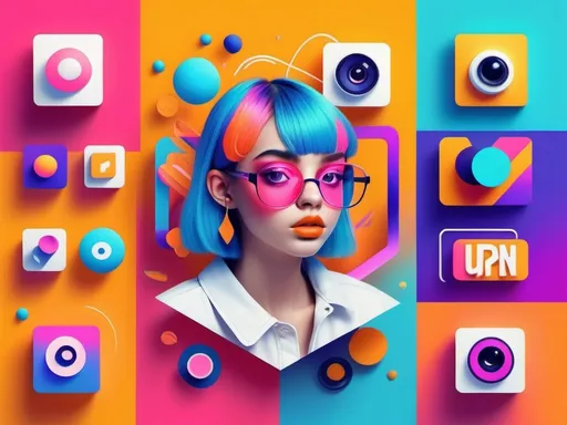 Prompt: (innovative content for Gen Z), vibrant colors, dynamic composition, tech-inspired elements, youthful ambiance, engaging visuals, contemporary design, digital art style, modern typography, playful themes, reflecting social trends, ideal for social media platforms, high-quality, ultra-detailed, eye-catching imagery, trendy aesthetic, youthful energy.