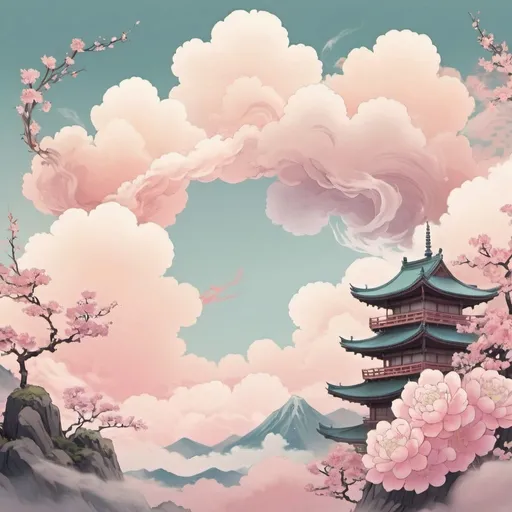 Prompt: anime frame flower pastel oriental smoke cloud wind