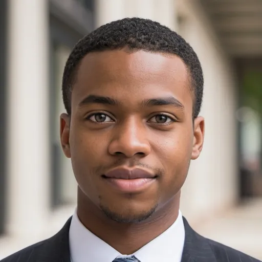 Prompt: Create a professional head shot for an African American Male, age 24, working in a US based bank. 