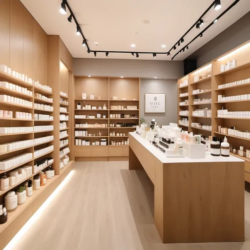 Prompt: (chic Korean skincare shop in the heart of Busan) nestled in Southern Korea, minimalism style, vibrant color scheme, premium products, serums, sheet masks, top local brands, personalized consultations, K-beauty innovations for glowing skin, stylish interior, sleek shelves, high-end skincare, sophisticated decor, artistic arrangement, cheerful and inviting atmosphere, ultra-detailed, 4K, high quality, modern botanical aesthetic, elegant presentation, crisp lines and clean design, warm lighting, attention to detail.