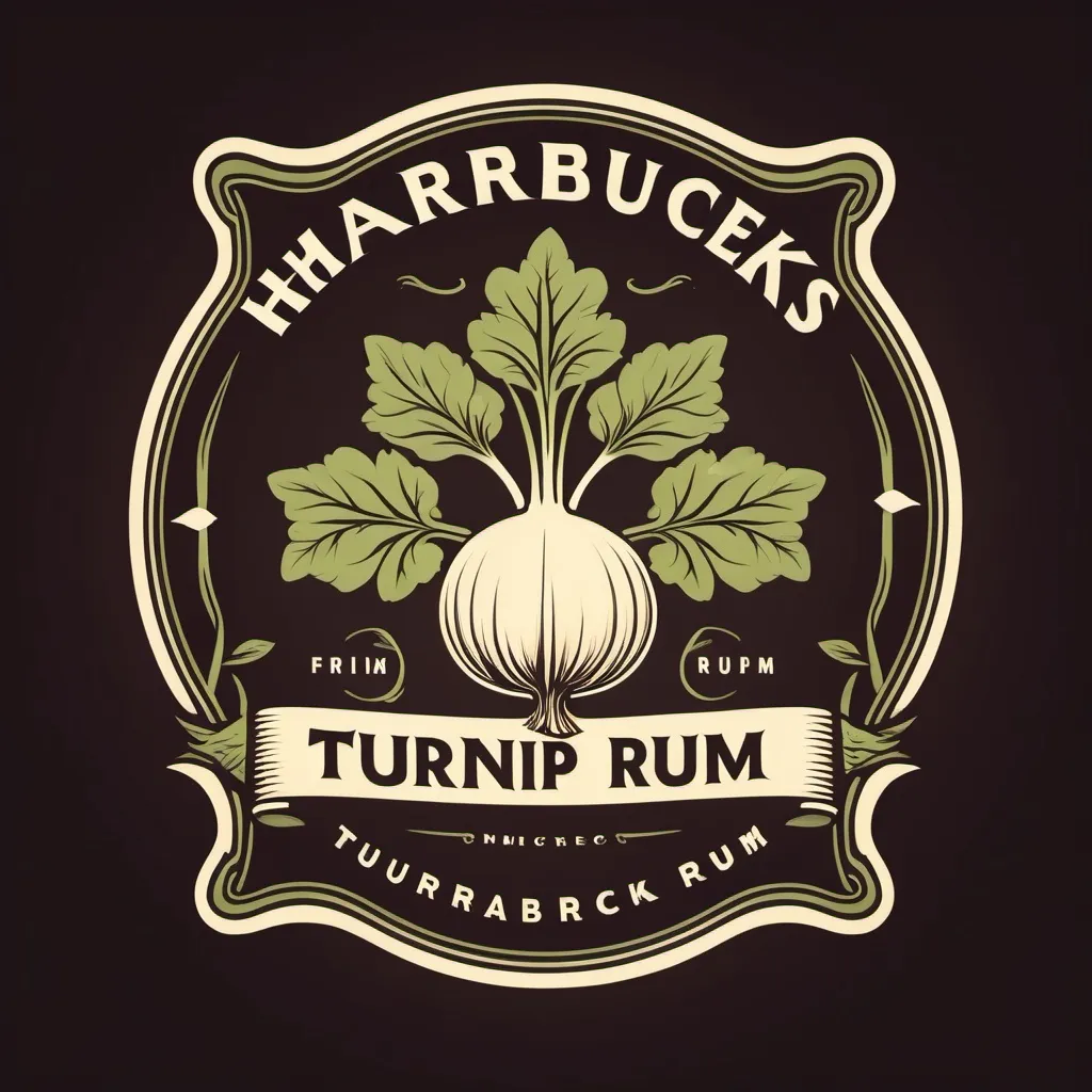 Prompt: Create a logo for Harbuck's Turnip Rum. Vintage style and plain colours so that it can be vectorised