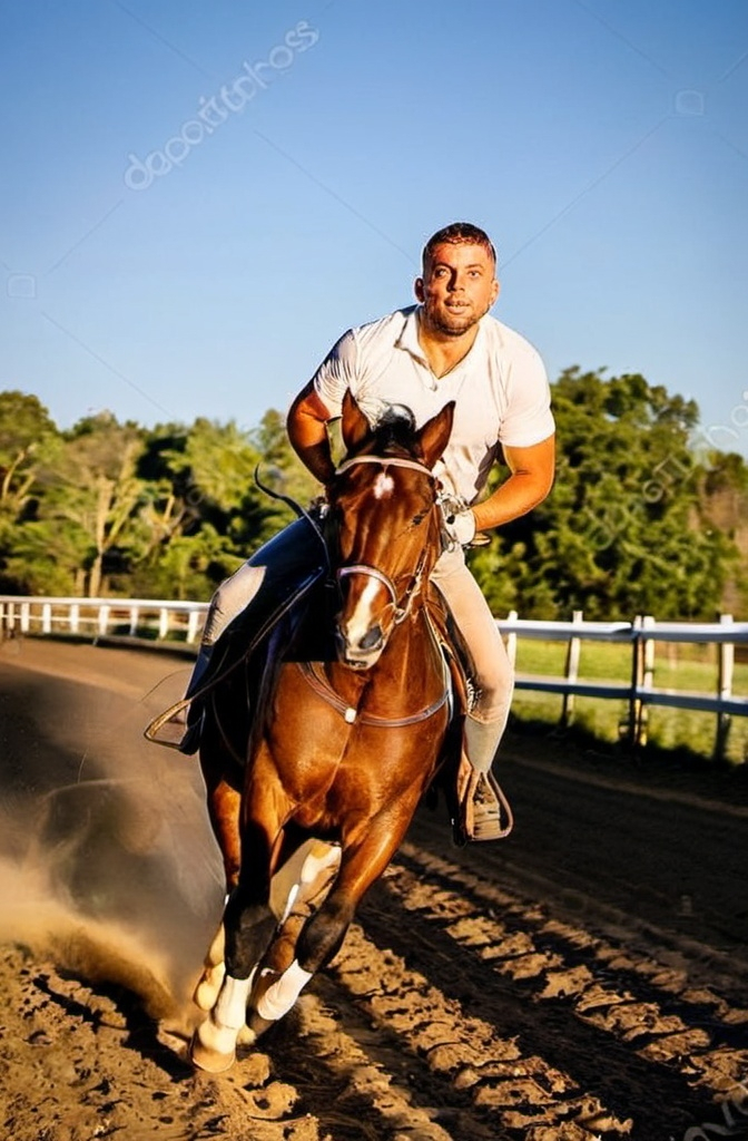 Prompt: A person rides a horse and runs at high speed