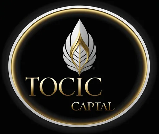 Prompt: Company name TOCIC Capital. Black background. Gold text and symbol. Symbol that represent change and constant.