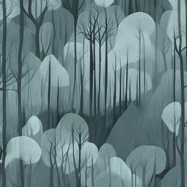 Prompt: Forest design in cool tone colours 