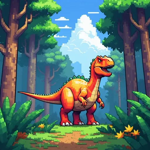 Prompt: Creating a pixel art image for the announcement of DINOPIXEL can be a fun and engaging way to capture the excitement of the launch. Here’s a simple and vibrant concept for the pixel art image:

Background: A colorful and small digital pixel forest with pixelated trees, pixel bushes, and a bright blue sky.
Central Character: A friendly, pixelated dinosaur with a cheerful expression, standing in the middle of the forest.
Text: Bold, pixelated text at the top and bottom of the image. " I'm Comingg"
