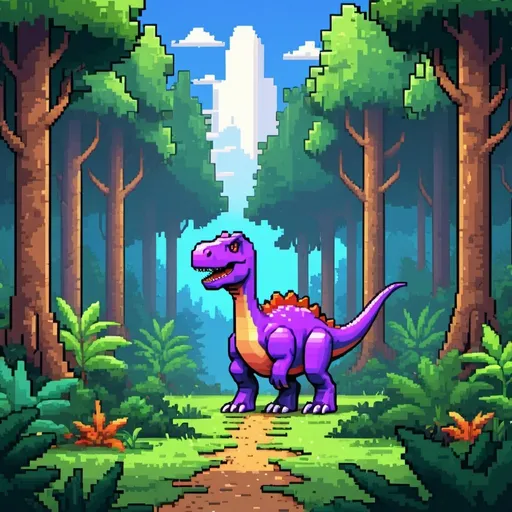 Prompt: Creating a pixel art image for the announcement of DINOPIXEL can be a fun and engaging way to capture the excitement of the launch. Here’s a simple and vibrant concept for the pixel art image:

Background: A colorful digital pixel forest with small size, pixel bushes, and a bright blue sky.
Central Character: A friendly, pixelated dinosaur with a cheerful expression, standing in the middle of the forest.
Text: Bold, pixelated text at the top and bottom of the image. " I'm Comingg"
