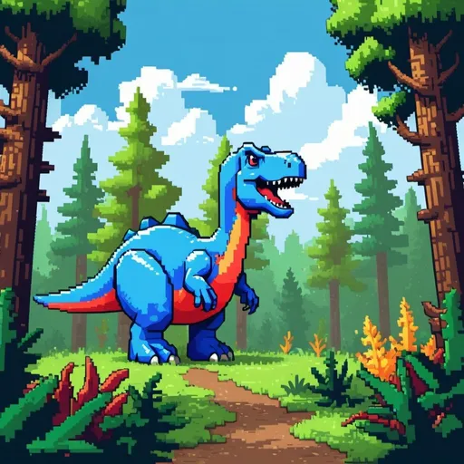 Prompt: Creating a pixel art image for the announcement of DINOPIXEL can be a fun and engaging way to capture the excitement of the launch. Here’s a simple and vibrant concept for the pixel art image:

Background: A colorful digital pixel forest with pixelated trees, pixel bushes, and a bright blue sky.
Central Character: A friendly, pixelated dinosaur with a cheerful expression, standing in the middle of the forest.
Text: Bold, pixelated text at the top and bottom of the image. " I'm Comingg"
Here is a textual description of what the pixel art could look like, as I can't generate actual images