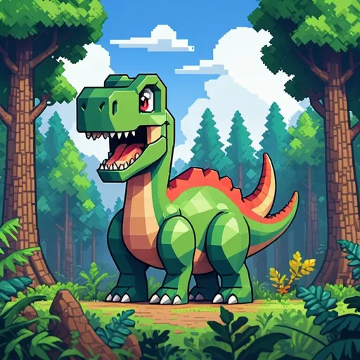 Prompt: Creating a pixel art image for the announcement of DINOPIXEL can be a fun and engaging way to capture the excitement of the launch. Here’s a simple and vibrant concept for the pixel art image:

Background: A colorful digital forest with pixelated trees, bushes, and a bright blue sky.
Central Character: A friendly, pixelated dinosaur (DINOPIXEL) with a cheerful expression, standing in the middle of the forest.
Details: The dinosaur is surrounded by WiFi symbols, blockchain icons, and small treasure chests to represent the Gamefi and NFT aspects.
Text: Bold, pixelated text at the top and bottom of the image.
Here is a textual description of what the pixel art could look like, as I can't generate actual images